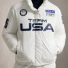 USA Olympic Team 2026 White Puffer Jacket