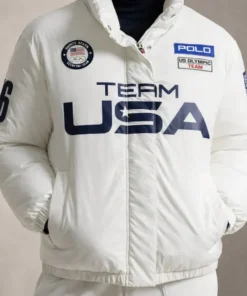 USA Olympic Team 2026 White Puffer Jacket