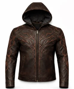 Vecna Inspired Leather Jacket with Hood