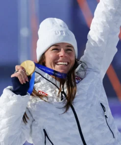 Winter Olympics 2026 Breezy Johnson White Jacket