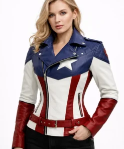 Women’s Captain America Inspired Leather Jacket