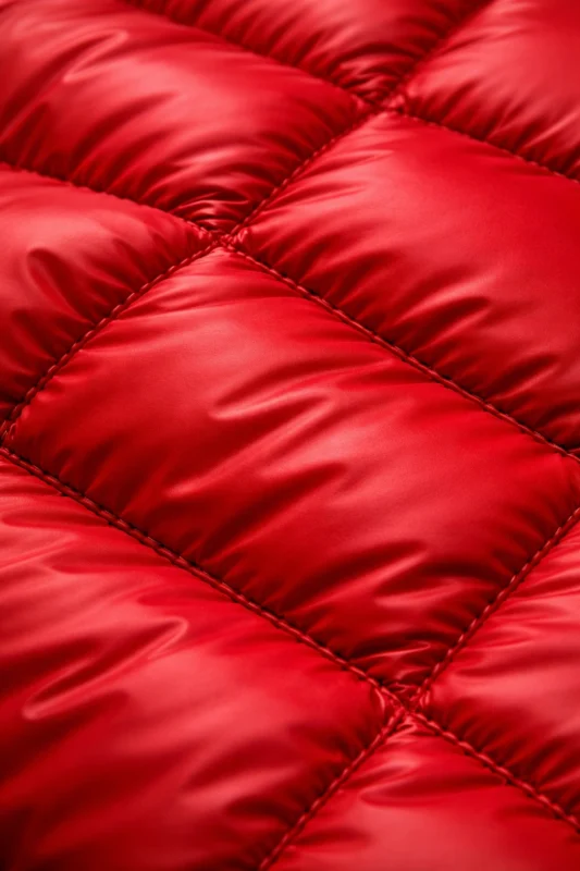 Emily Ratajkowski Puffer Jacket fabric close-up