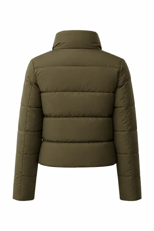 Gracewood Olive Puffer Jacket back view winter insulated olive puffer jacket rear design warm outerwear