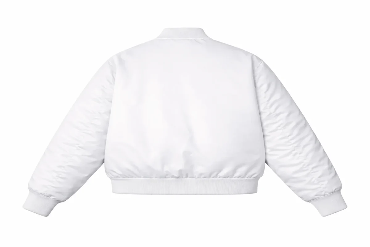 Marshmello White Bomber Jacket front view on white background