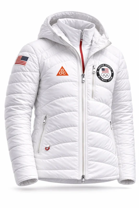 Close up design details of Milan Cortina Winter Olympics Ilia Malinin Jacket stitching and zipper