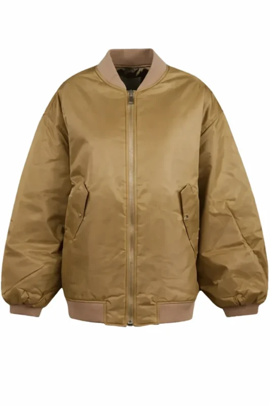 Front view of Steal 2026 Sophie Turner Bomber Jacket on white background