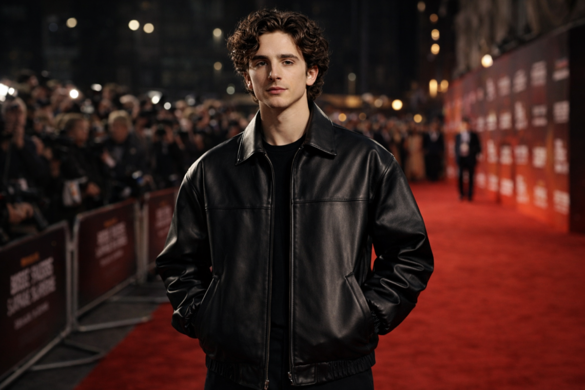 Timothee Chalamet Premiere Marty Supreme Leather Jacket red carpet look