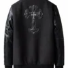 Black Chrome Cross Letterman Jacket