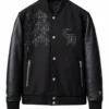 Black Chrome Cross Letterman Jacket