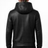 Black Leather Zip-Up Hoodie