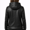 Black Leather Zip-Up Hoodie