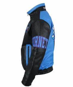 Charlotte Hornets Zipper Vintage Leather Jacket
