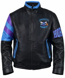 Charlotte Hornets Zipper Vintage Leather Jacket