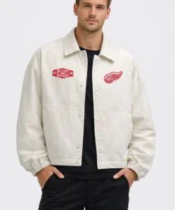 Heathered Bone Detroit Red Wings Coach Jacket