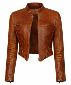 Jayden Bartels Brown Cropped Leather Jacket