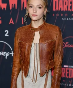 Jayden Bartels Brown Cropped Leather Jacket