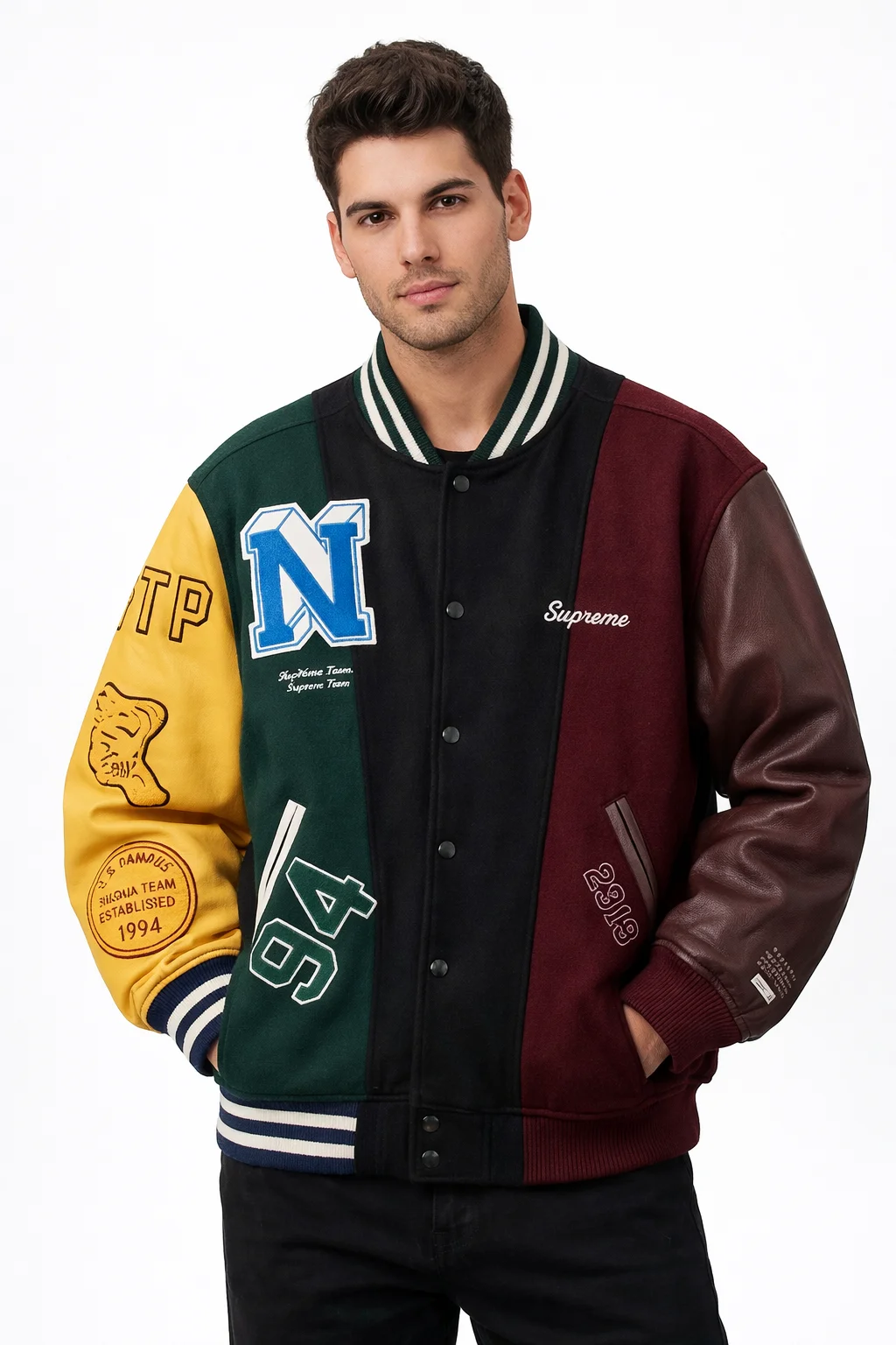 MM6 Supreme Split Varsity Jacket