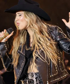 SXSW Premiere Lainey Wilson Black Leather Jacket