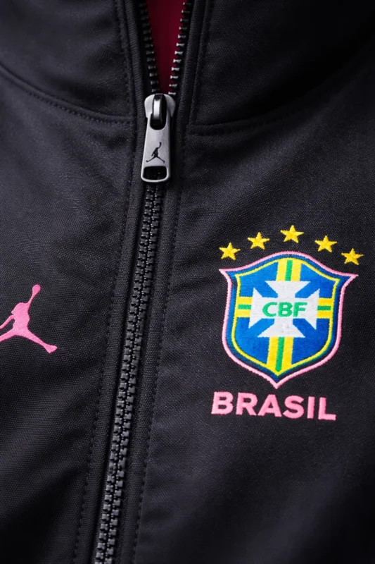 Close-up fabric detail of Fifa World Cup 2026 Nike × Jordan Brazil Anthem Jacket