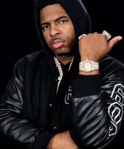 6WA Black Rolling Stone Varsity Jacket