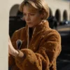 Beef S2 Carey Mulligan Brown Sherpa Fleece Floral Jacket
