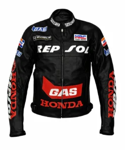 Honda Repsol Black Motorbike Racing Leather Jacket