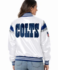 Indianapolis Colts Midweight White Satin Jacket