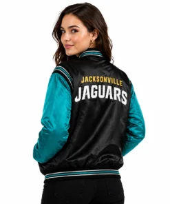 Jacksonville Jaguars Starter Black And Blue Satin Jacket