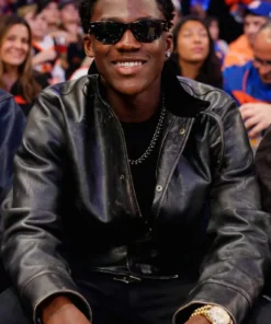 Kobbie Mainoo Courtside NBA Game Leather Jacket
