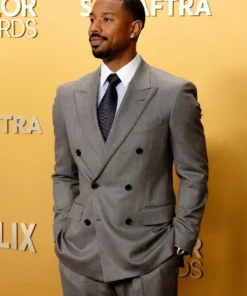 Michael B. Jordan 32nd Actor Awards Gray Double-Breasted Suit Jacket
