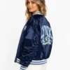 Minnesota Lynx Navy Satin Full-Zip Bomber Jacket