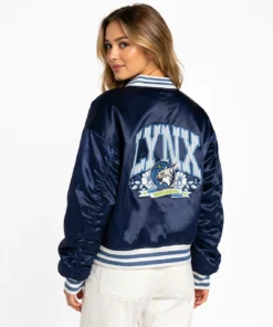 Minnesota Lynx Navy Satin Full-Zip Bomber Jacket