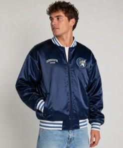 Minnesota Lynx Navy Satin Full-Zip Bomber Jacket