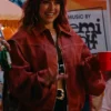 Allie Hayes Off Campus S01 Red Bomber Jacket