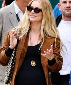 Annabelle Wallis NYC 2026 Suede Leather Jacket