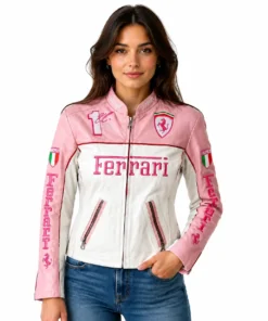 Pink Leather Ferrari Jacket