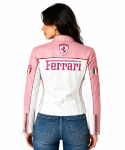 Pink Leather Ferrari Jacket