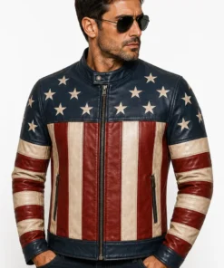Independence Day American Flag Leather Jacket