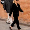Jessica Chastain NYC 2026 Black Velvet Blazer