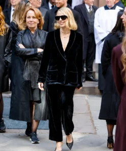 Jessica Chastain NYC 2026 Black Velvet Blazer