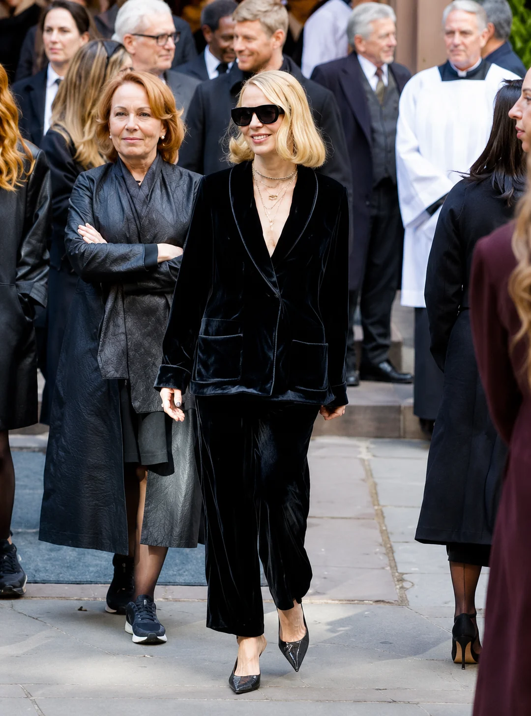 Jessica Chastain NYC 2026 Black Velvet Blazer
