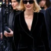 Jessica Chastain NYC 2026 Black Velvet Blazer