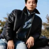 Jung Kook Black Leather Jacket