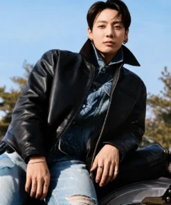Jung Kook Black Leather Jacket