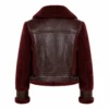 Marshals Maddie Shearling Burgundy Leather Jacket