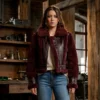Marshals Maddie Shearling Burgundy Leather Jacket