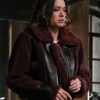 Marshals Maddie Shearling Burgundy Leather Jacket