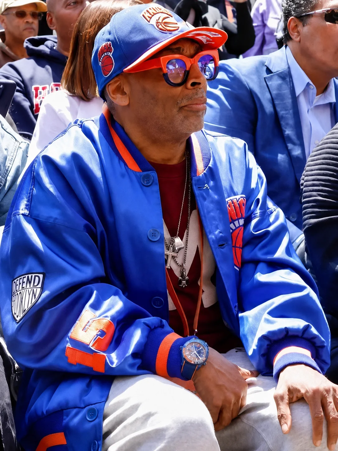Spike Lee Ben’s Chili Bowl U Street Reopening Knicks Bomber Jacket