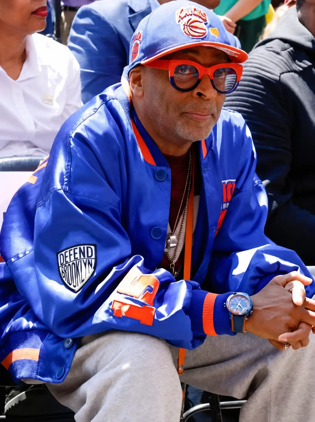 Spike Lee Ben’s Chili Bowl U Street Reopening Knicks Bomber Jacket