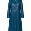 2025 Selena Gomez Blue Leather Coat